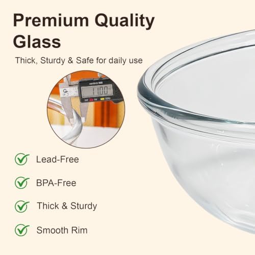 6.3 Quart Large Glass Mixing Bowl for Sourdough Bread