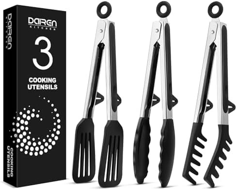 Kitchen Tongs for Cooking, Stainless Steel, Non Scratch Silicone Tip,3 Pack