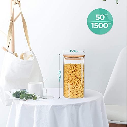 ComSaf Glass Storage Containers with Lids 1.6 Qt, Set of 3 Food Storage Jar