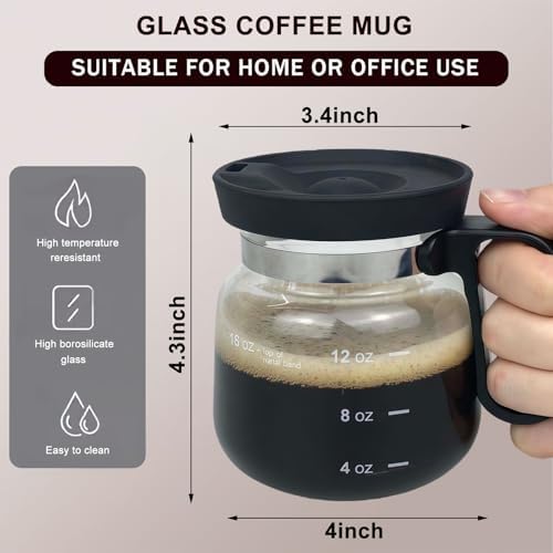 16 Oz Coffee Pot Mug,Mini Coffee Pot Cup,with Spill Proof Lid Heatproof Glass Mug Large Capacity ideal Gift for Coffee Lovers (1pcs)