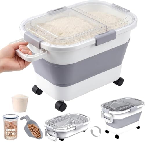 30 Lbs Rice Container, Collapsible Dog Food Storage Container