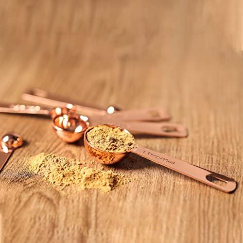 Measuring Spoon Set of 6, Heavy Duty Stainless Steel, Rose Gold