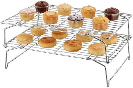 Herogo 2-Tier 15" x 10" Stainless Steel Stackable Cooling Rack, Silver