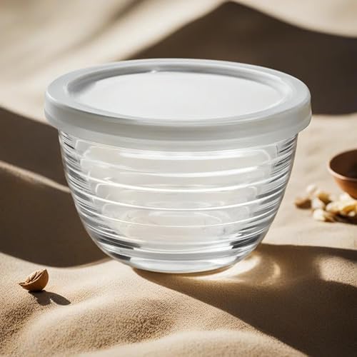 Le’raze 16pc Set of Small Glass Prep Bowls with Airtight Lids, Custard Cups