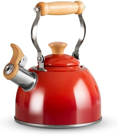 ROCKURWOK Tea Kettle 1.6 Qt Tea Kettles Stovetop Whistling Fast Boil, Red