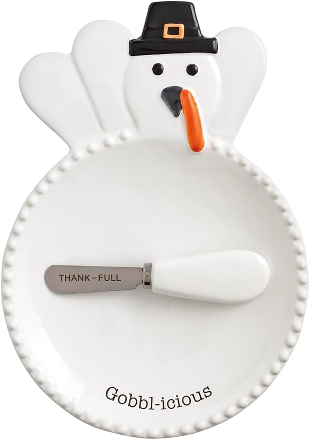 Mud Pie Thanksgiving Turkey Plate & Spreader Set