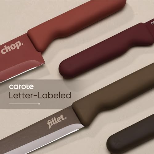 CAROTE Kitchen Knife Set, 6 Floral Knives with 6 Blade Guards, 12-Piece