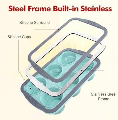RAYBIN 2 Pack Silicone Muffin Pans for Baking, 6 Cup Nonstick Cupcake Pan