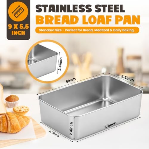 4 Pack Loaf Pans for Baking Bread,9×5In Stainless Steel Loaf Pans