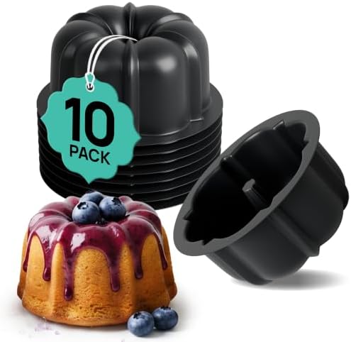 O'CREME Mini Silicone Cake Pan Non-Stick Baking Mold 10 Pack