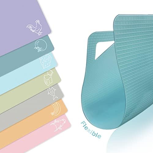 7 Pieces Plastic Flexible Cutting Boards for Kitchen, BPA- Free,15"x12"