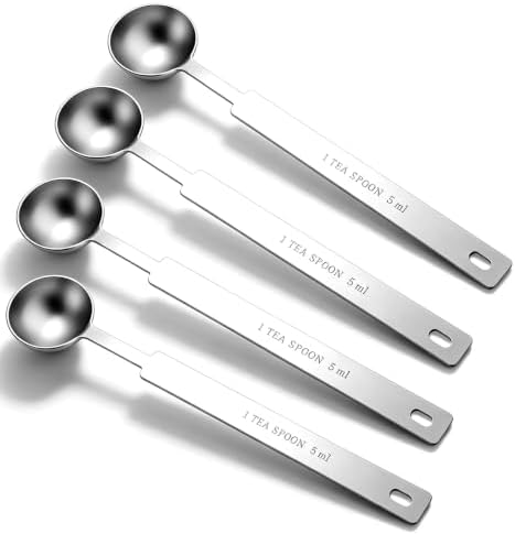 4 PCS 5 Gram Scoop, Teaspoons Measuring Spoon (1 Tsp | 5ml | 5cc | 1/6oz)