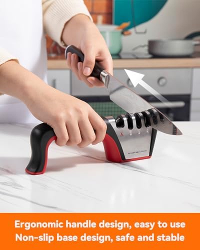 Brigii Knife Sharpener, 4-in-1 Kitchen Knife and Scissor Sharpener
