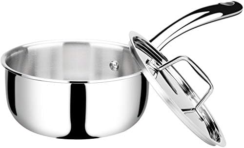 Duxtop Tri-Ply Stainless Steel Saucepan with Lid, 1.6 Qt Induction Pot