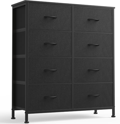 OLIXIS 8 Drawer Storage Dresser for Bedroom, Black Closet Organizers Units