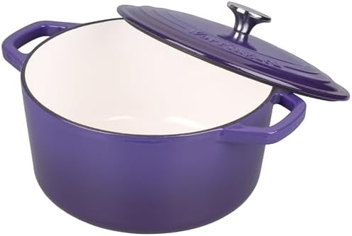 VORRINGARD Enameled Cast Iron Dutch Oven Pot with Lid, for Bread Baking, Round Bread Oven- include Sourdough Bread Baking Supplies Set, 4.5QT, Purple