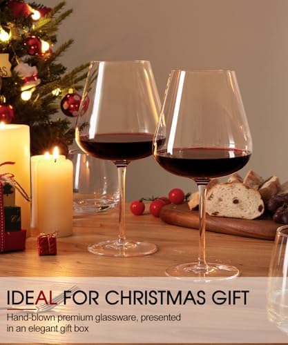 OJA Wine Glasses Set, Crystal Large Red Wine Glass Set of 4, 28 oz