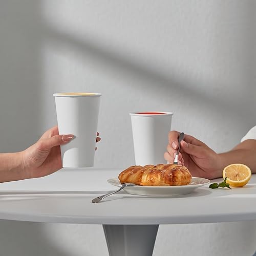 JOLLY PARTY 210Pack 16oz Disposable Paper Coffee Cups White Hot Coffee Cups