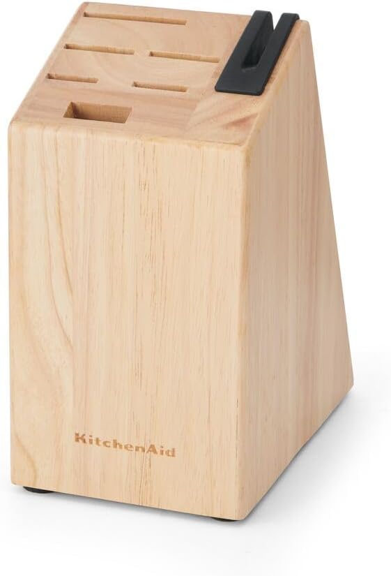KitchenAid Classic 7-Piece Natural Knife Block Set with Built-In Sharpener, High-Carbon Japanese Stainless Steel Knives, Black