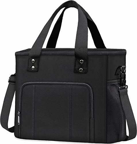 Hsmienk Large Lunch Bag Women, Leakproof Insulated Reusable Water Resistant Lunch Box with Adjustable Shoulder, Adults Lunchbox for Work, Black
