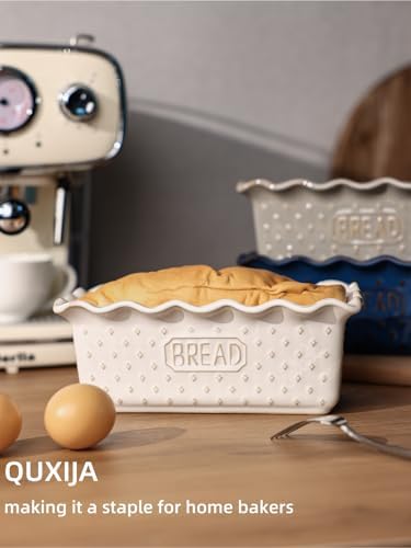 Ceramic Loaf Pan for Baking Bread, 9"X5" Bread Pans (Vintage White)