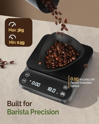 Maestri House S3 Pour Over Coffee Scale with Timer, 3kg/0.1g