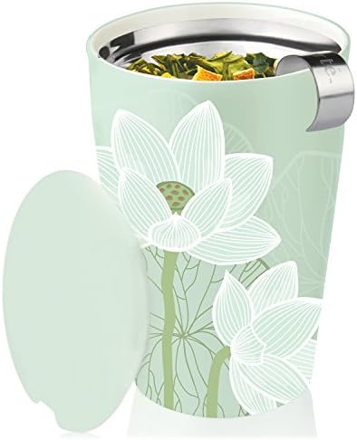 Tea Forte Double-Walled Ceramic Kati Cup, Lotus Blossom, 12 oz