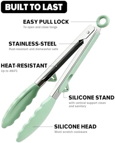 Kitchen Tongs for Cooking, Stainless Steel, Non Scratch Silicone Tip,3 Pack
