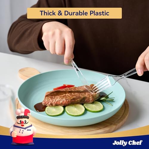 JOLLY CHEF 300 Count Plastic Forks Disposable Cutlery Clear 7.1"
