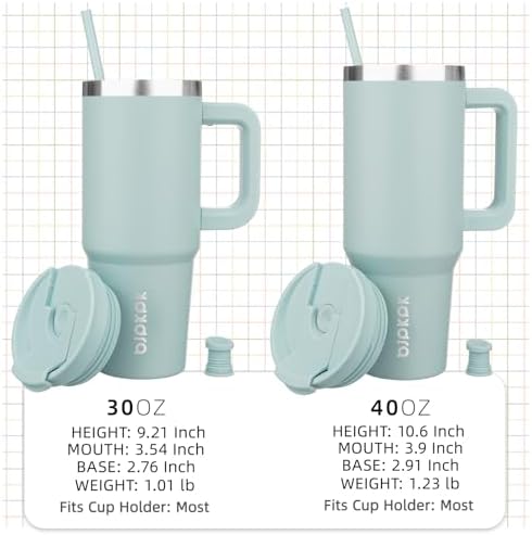 BJPKPK 30 oz Insulated Tumbler with Handle & Straw, Stainless Steel