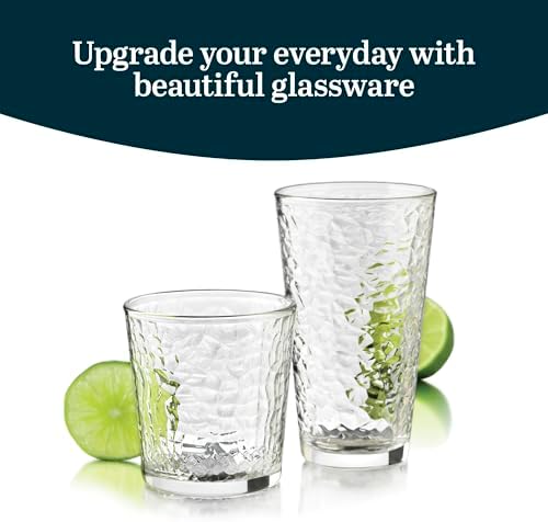 Libbey Yucatan Textured Tumbler & Rocks Drinking Glasses Set of 16