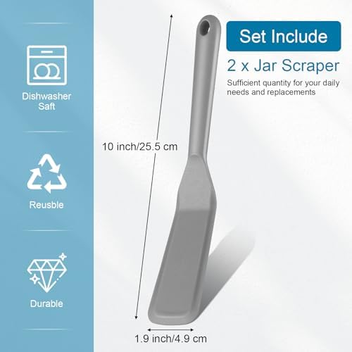 Zopeal 2 Pcs Crepe Spatula Narrow Silicone Long Non Stick, Black, Gray