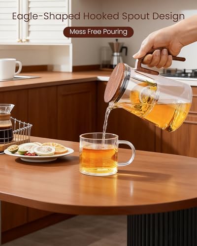 ZENS Magnetic Glass Infuser Teapot for Loose Tea, 34oz Magic Tea Maker