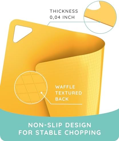 July Home Cutting Board Alternative for Kitchen - Extra Thick Flexible Plastic Cutting Board Set of 3, Non-Slip, BPA-Free, Easy to Clean, Colored Cutting Mats for Cooking, Durable Chopping Sheets