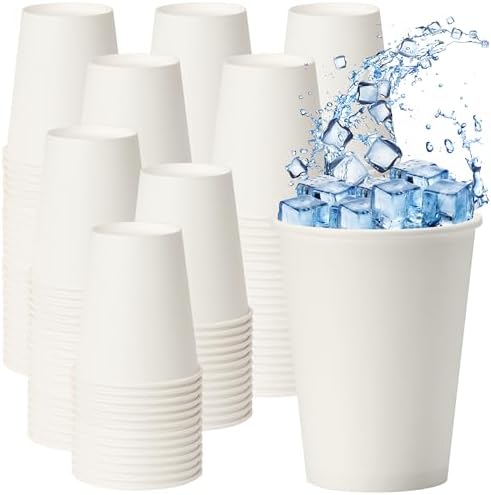 1000 Pack 12 oz Paper Cups - Disposable, White Hot Beverage Drinking Cups, Perfect for Party, Picnic, Travel, and Events