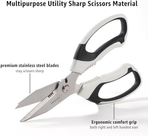 BoFuYuan Utility Scissors All Purpose heavy duty 8-Inch White