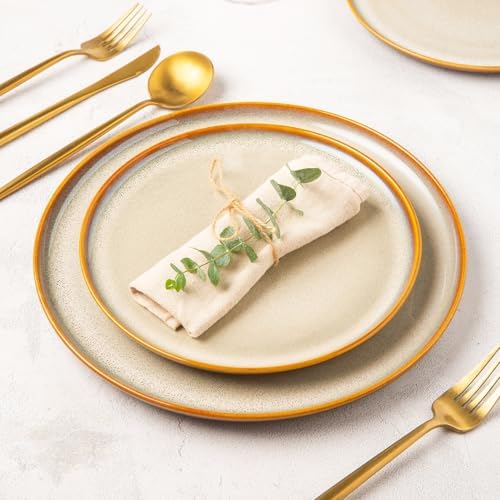 LERATIO Ceramic Dinner Plates Set of 6,10.5 Inch Reactive Glaze Plate Sets