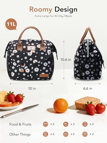 Lekesky Insulated Lunch Bag Portable Lunch Bag for Women-11L, Daisy