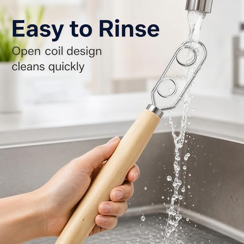 Digead Danish Dough Whisk, Stainless Steel Dutch Whisk with Wooden Handle, Ergonomic Manual Mixing Tool for Home Baking: Heavy Dough, Sourdough Bread, Pizza Dough, Cake Batter (13 inch)