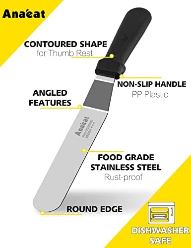 Anaeat Icing Spatulas, Set of 4 Professional Cake Angled Offset Spatula with 4", 6", 8", 10" Stainless Steel Blades - Thickened Frosting Knife with Plastic Handle for Cake Decorating, Pastry & Baking