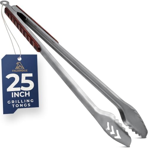 25-Inch Heavy Duty Metal Grill Tongs for Outdoor Grill & Log Fire