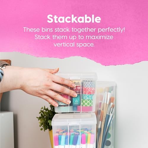 IRIS USA Flip Top Storage Containers |Made in USA| Medium (6-Pack) - Clear