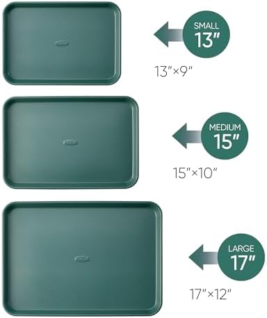 CAROTE 3-Piece Baking Sheet, Nonstick Cookie Sheets, Olive Green