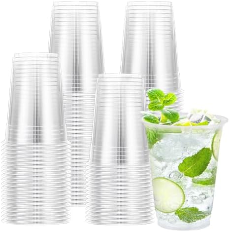 Lamosi 100 Pack 12 oz Clear Plastic Cups, Disposable Cups