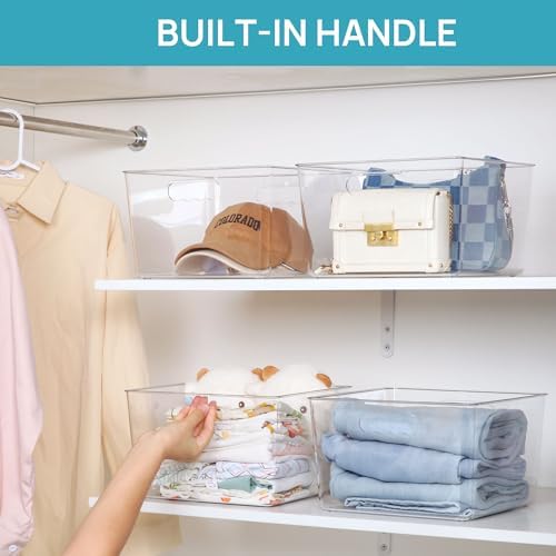 Vtopmart 6 Pack Extra Large Clear Storage Bins, 11x11 Cube Organizer