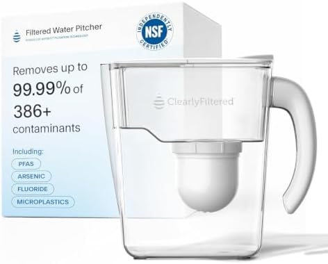 Clearly Filtered Water Filter Pitcher, 10 Cup BPA Free Water Filtration