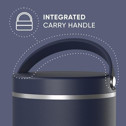 Hydrapeak 32oz Stainless Steel Vacuum Insulated Food Jar for Hot Food and Cold Food, Wide Mouth Leak-Proof Soup Jar for Adults, 10 Hours Hot and 16 Hrs Cold (Navy) (Pack of 3)