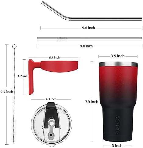 BJPKPK 30 oz Tumbler with Handle & Straw, Insulated Stainless Steel Mug