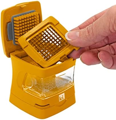 Garlic-A-Peel Garlic Press, Crusher, Cutter, Mincer, and Storage Container - Includes Silicone Garlic Peeler - Easy to Clean - Stainless Steel Blades – (Honey), standard
