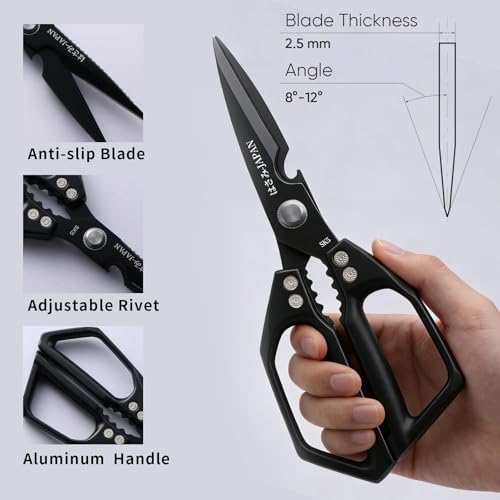 Kitchen Scissors Set 2PCS, Kitchen Shears Heavy Duty Poultry Shear Japan Meat Scissor for Food All Purpose Seafood Meat Cutting Cooking Shears, Chicken Scissors Gifts for Men Women